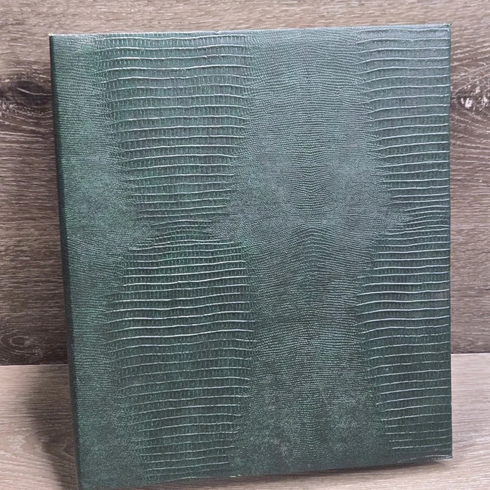 Photo Albums Burgundy Gold Trim & Green Textured Faux Leather 3-Ring